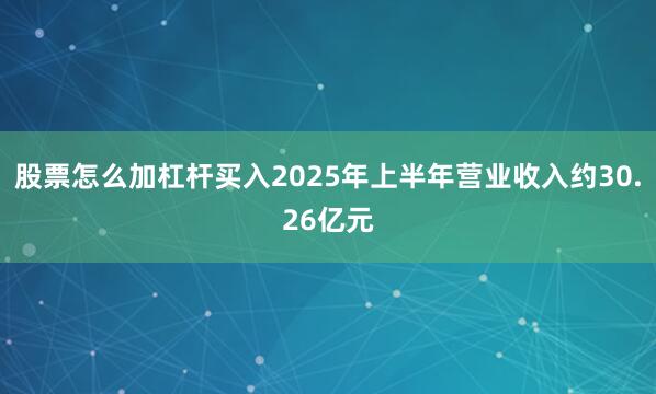 股票怎么加杠杆买入2025年上半年营业收入约30.26亿元