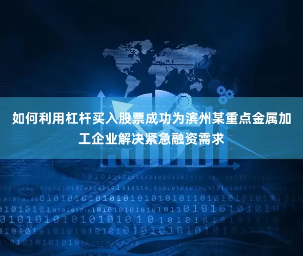 如何利用杠杆买入股票成功为滨州某重点金属加工企业解决紧急融资需求
